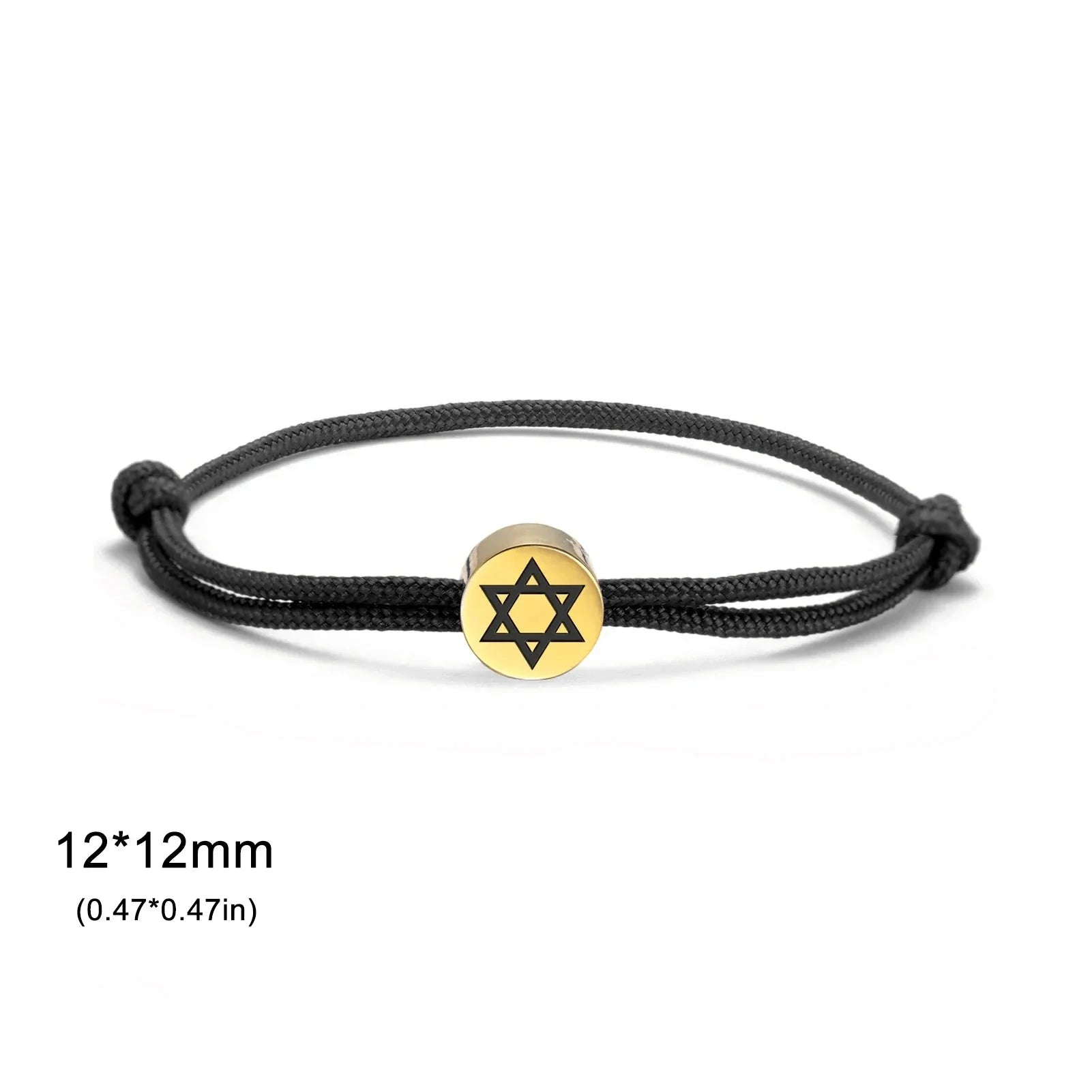 Touwarmband met het joodse symbool zwarte en gouden <span data-glossary-id="Star of David">Davidster</span>