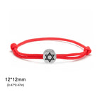 Touwarmband met het joodse symbool rode en zilveren <span data-glossary-id="Star of David">Davidster</span>