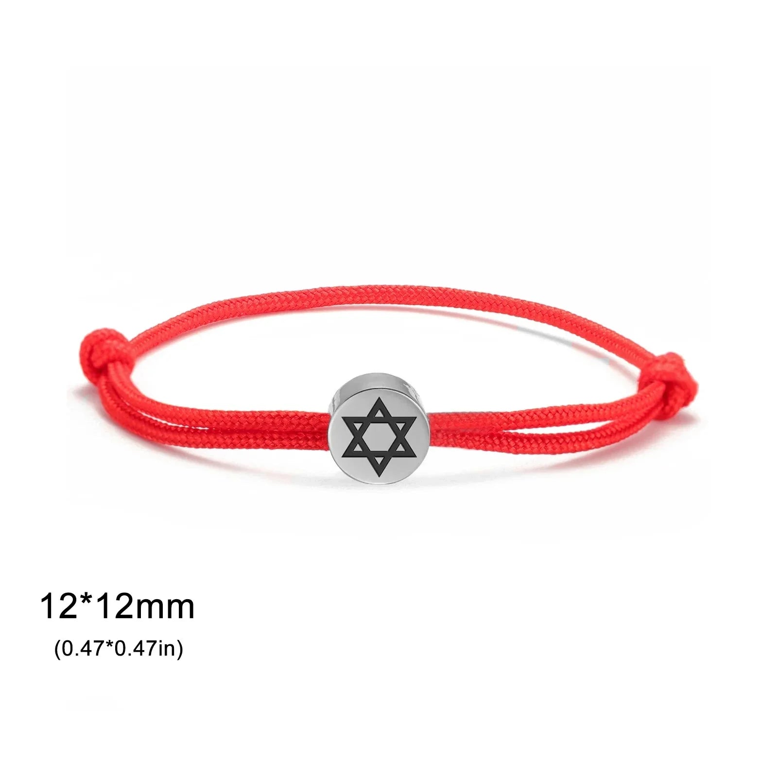 Touwarmband met het joodse symbool rode en zilveren <span data-glossary-id="Star of David">Davidster</span>