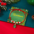 Bracelet en Corde avec Pendentif de Noël sapin et boules rouge