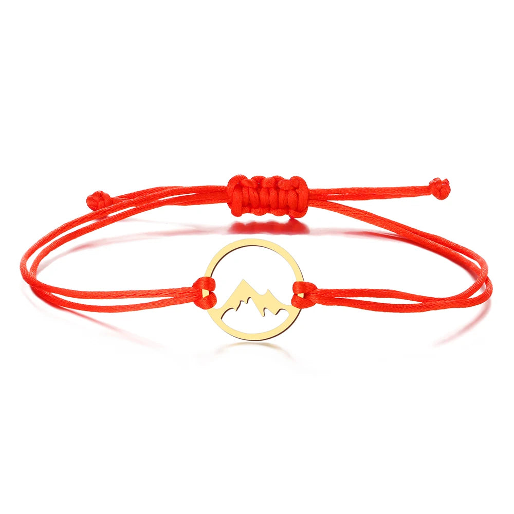 Touwarmband met ronde berghanger 