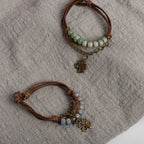 Bracelet en Corde avec Trèfle à 4 Feuilles et Perles vert