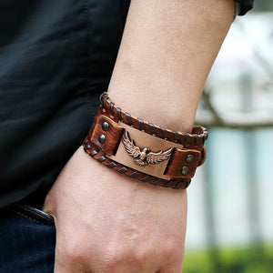 Bracelet En Cuir Aigle Marron