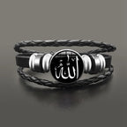Armband van zwart Arabisch moslim leer met Allah