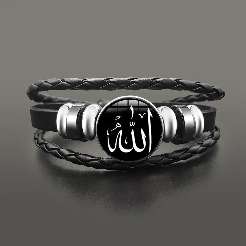 Armband van zwart Arabisch moslim leer met Allah