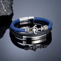 Armband met drievoudig anker blauw