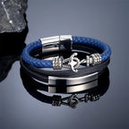 Armband met drievoudig anker blauw