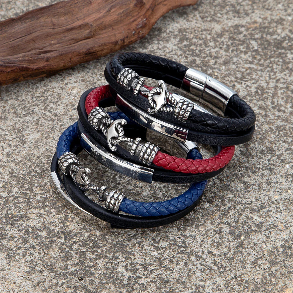 Armband met drievoudig anker 