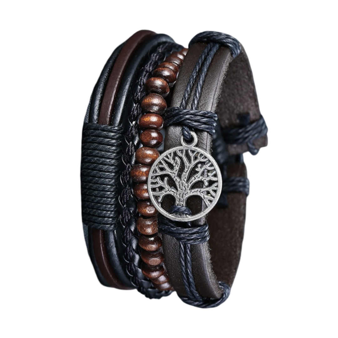 Leren Levensboom Armband voor Heren