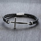 Bracelet en Cuir avec Croix Chrétienne