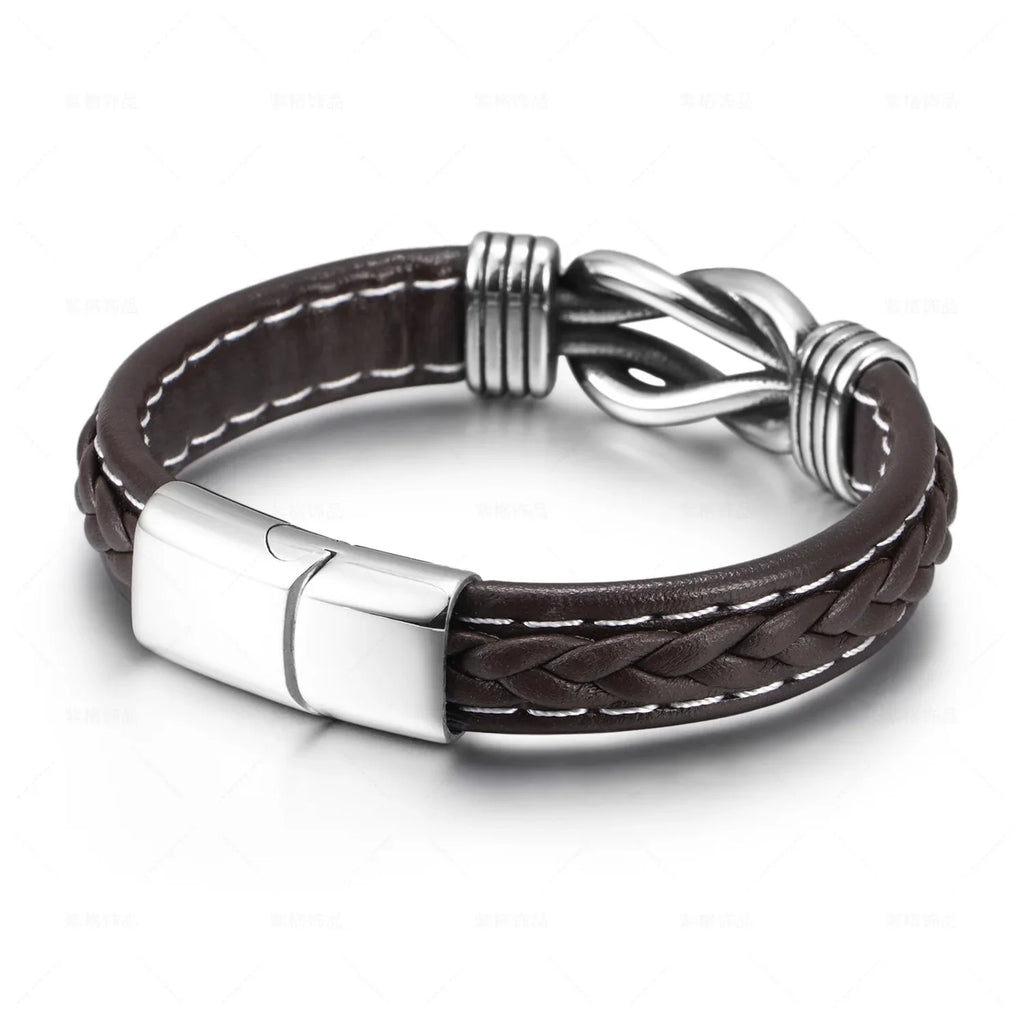 Leren armband met knoop voor heren bruin