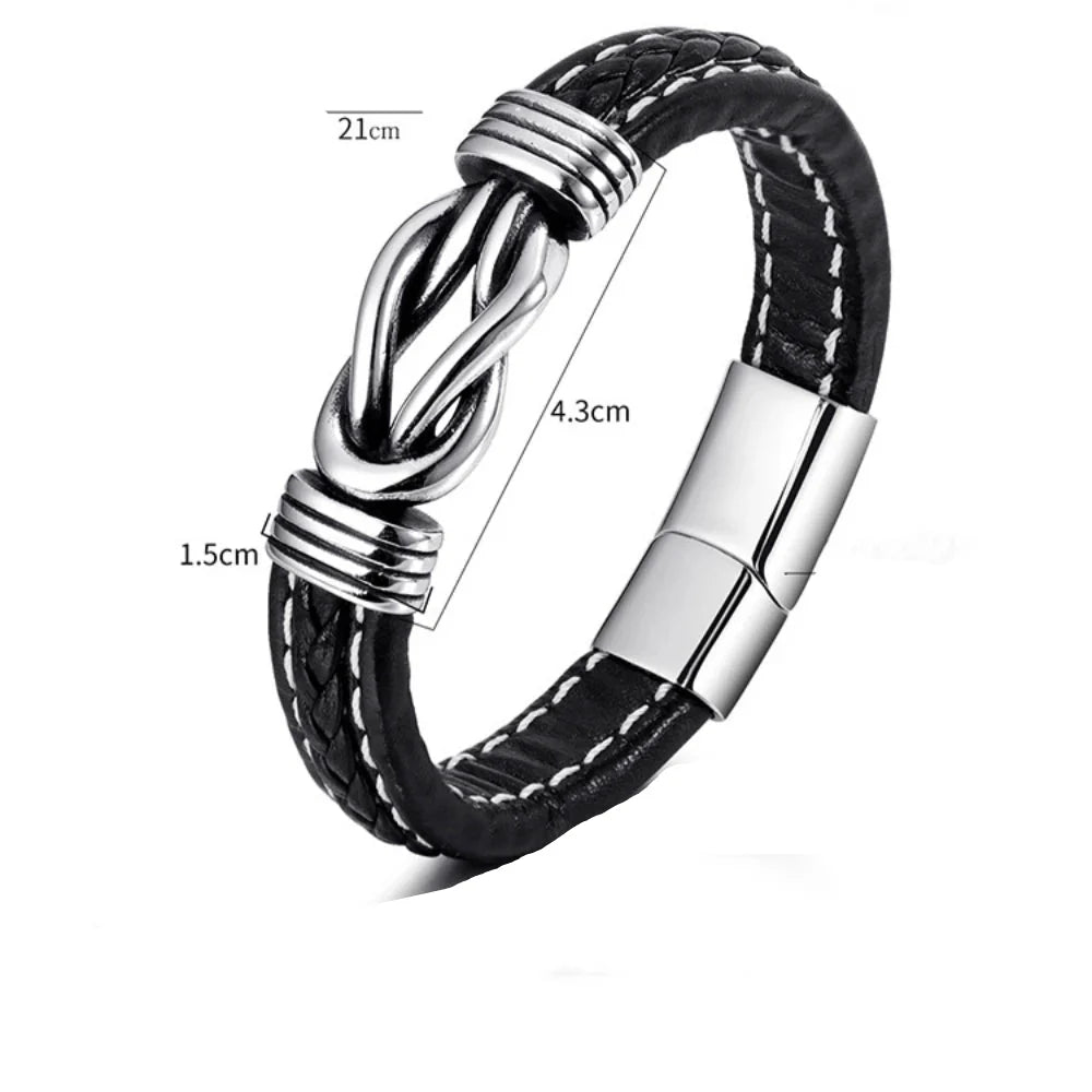 Leren armband met knoop voor heren 