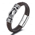 Leren armband met knoop voor heren bruin
