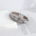 Armband van leer met schelp en zeester in zilver