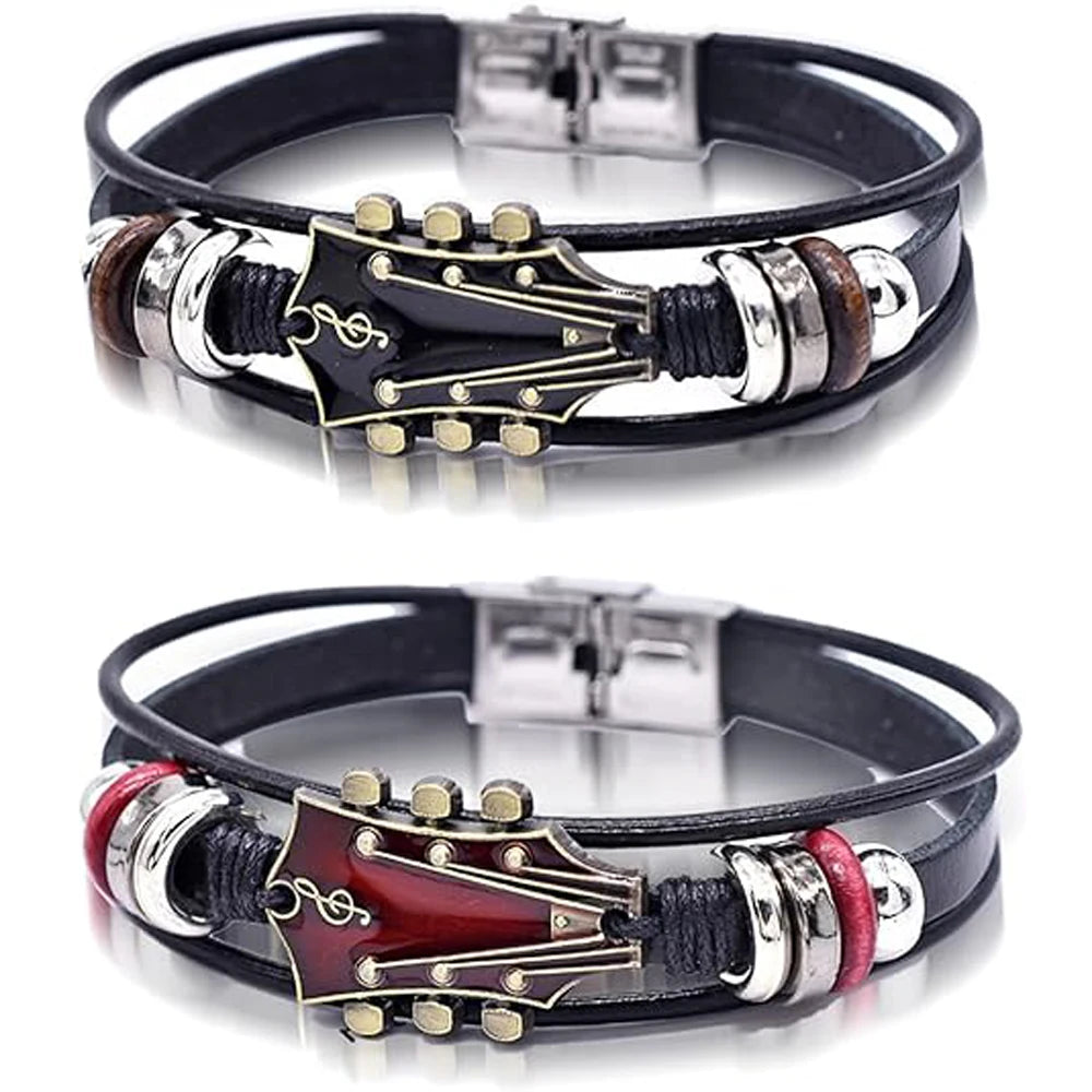 Bracelet en cuir guitare de rock'n'roll