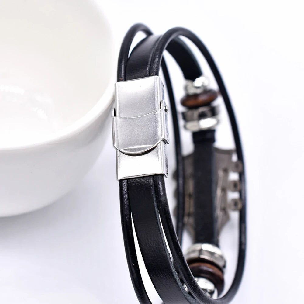 Bracelet en cuir guitare de rock'n'roll