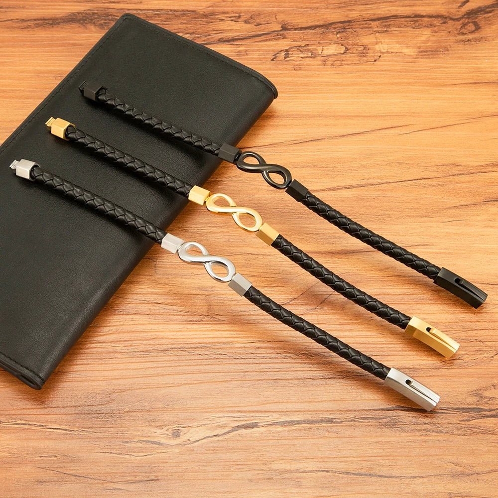 Moderne oneindige leren armband voor heren 