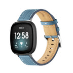 Blauw leren bandje voor Fitbit Versa 3, Versa 4, Sense 1 en Sense 2 horloge