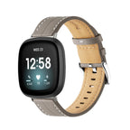 Grijs leren bandje voor Fitbit Versa 3, Versa 4, Sense 1 en Sense 2 horloge