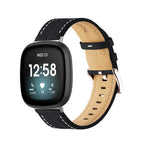 Zwart leren bandje voor Fitbit Versa 3, Versa 4, Sense 1 en Sense 2 horloge