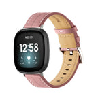 Roze leren bandje voor Fitbit Versa 3, Versa 4, Sense 1 en Sense 2 horloge