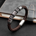 Leren armband in oude Vikingstijl bruin