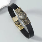 Bracelet en Cuir Yin Yang noir