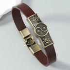 Bracelet en Cuir Yin Yang marron