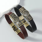 Bracelet en Cuir Yin Yang noir