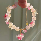Bracelet en Perles avec Fleurs rose