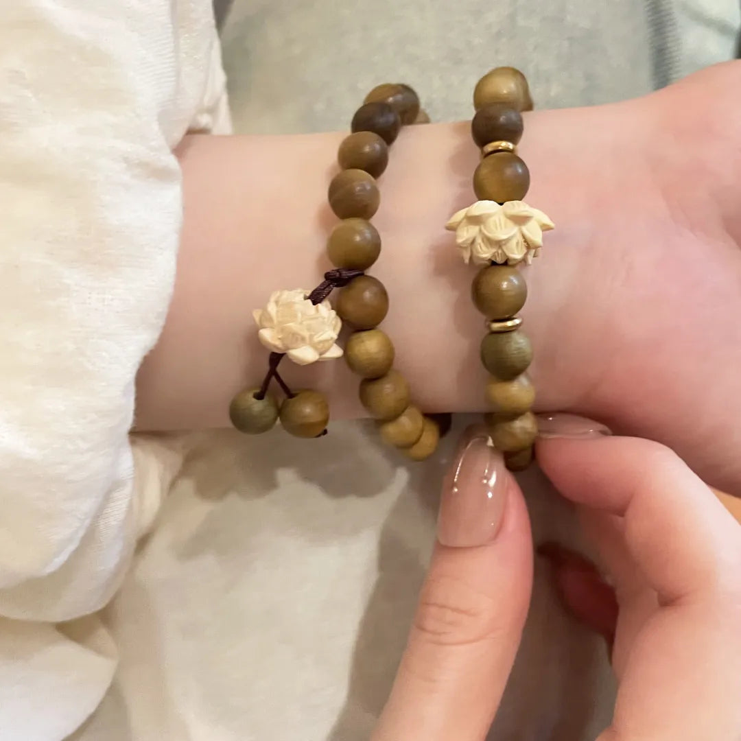 Bracelet en Perles de Bois Naturel