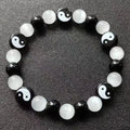 Bracelet en Perles Yin Yang Noir et Blanc