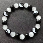 Bracelet en Perles Yin Yang Noir et Blanc