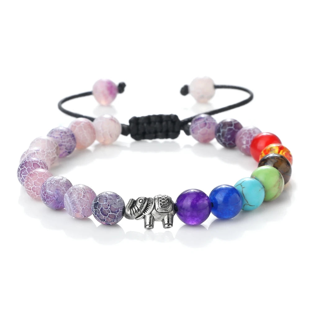 Natuursteen Armband en Olifant 7 Chakra's 