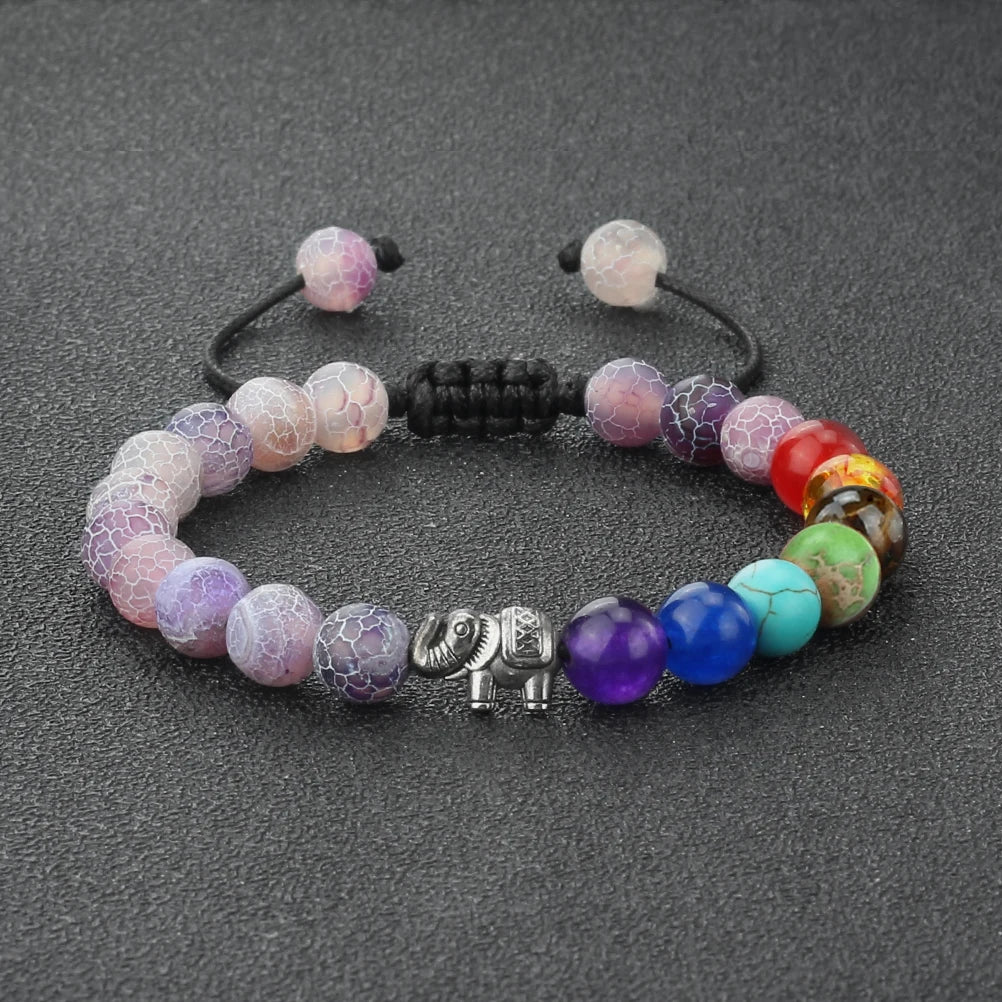 Bracelet en Pierres Naturelles et Eléphant 7 Chakras 12
