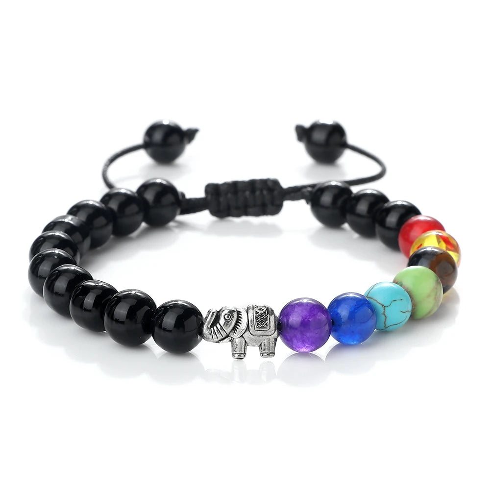 Bracelet en Pierres Naturelles et Eléphant 7 Chakras 2