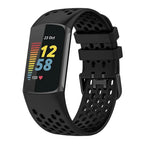 Zwart siliconen bandje voor Fitbit Charge 5, Charge 6 horloge