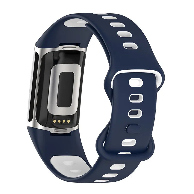 Blauw siliconen bandje voor Fitbit Charge 5, Charge 6 horloge