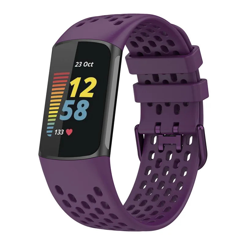 Paars siliconen bandje voor Fitbit Charge 5, Charge 6 horloge