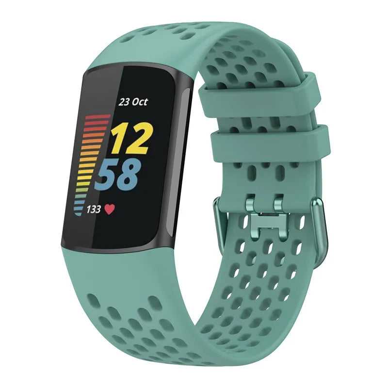 Groen-blauw siliconen bandje voor Fitbit Charge 5, Charge 6 horloge