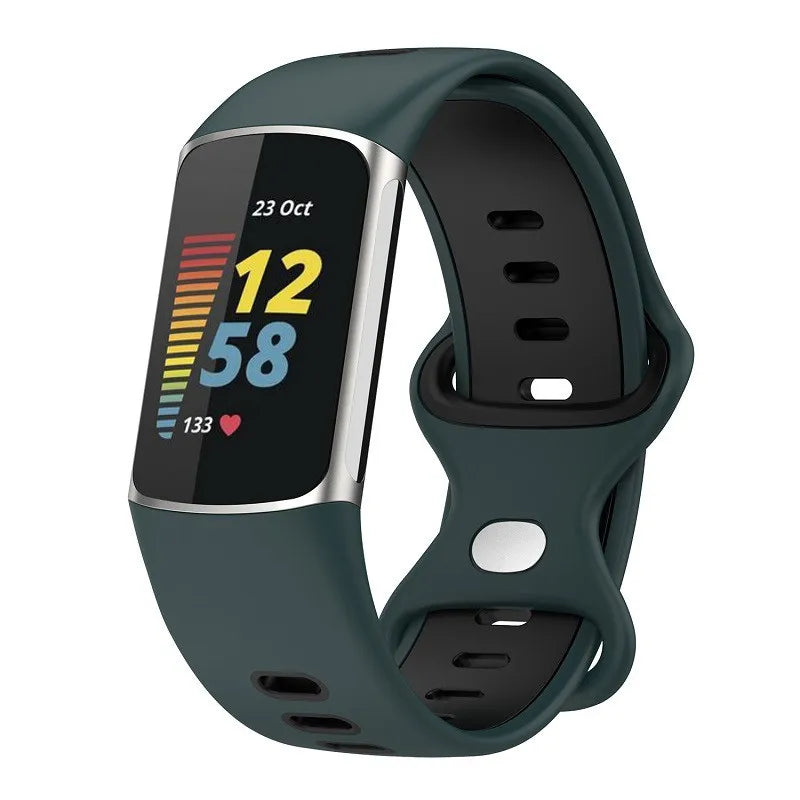 Groen siliconen bandje voor Fitbit Charge 5, Charge 6 horloge