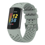 Grijs siliconen bandje voor Fitbit Charge 5, Charge 6 horloge