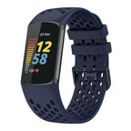 Donkerblauw siliconen bandje voor Fitbit Charge 5, Charge 6 horloge