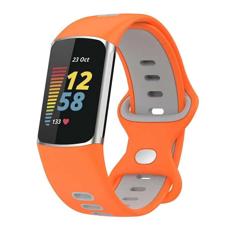 Oranje siliconen bandje voor Fitbit Charge 5, Charge 6 horloge