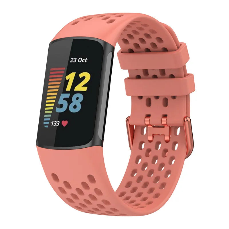 Roze siliconen bandje voor Fitbit Charge 5, Charge 6 horloge