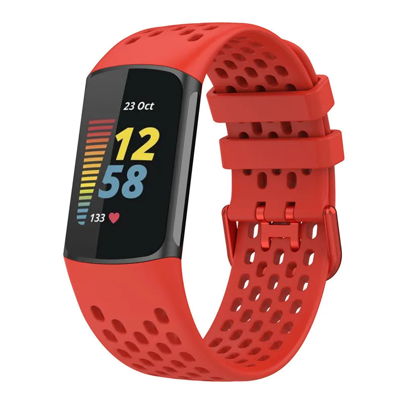 Rood siliconen bandje voor Fitbit Charge 5, Charge 6 horloge
