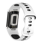 Wit-zwart siliconen bandje voor Fitbit Charge 5, Charge 6 horloge