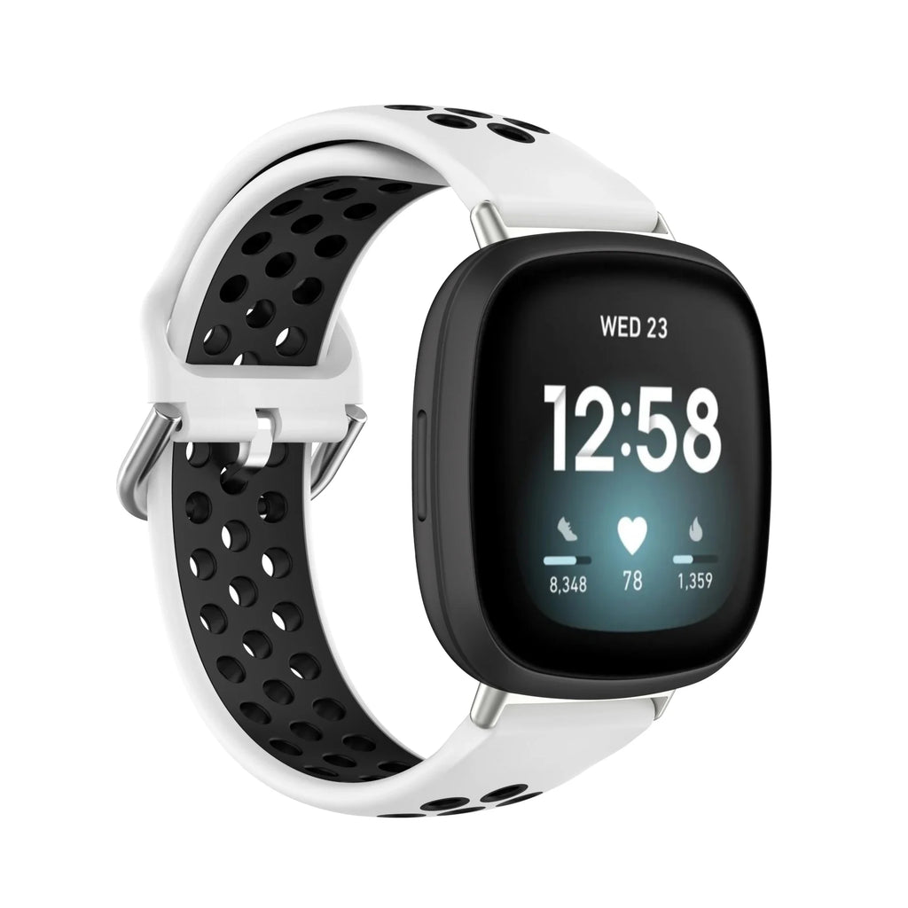 Siliconen armband voor Fitbit Versa 3, Versa 4, Sense 1 en Sense 2 horloge wit en zwart