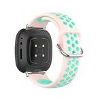 Siliconen armband voor Fitbit Versa 3, Versa 4, Sense 1 en Sense 2 horloge roze en cyaan