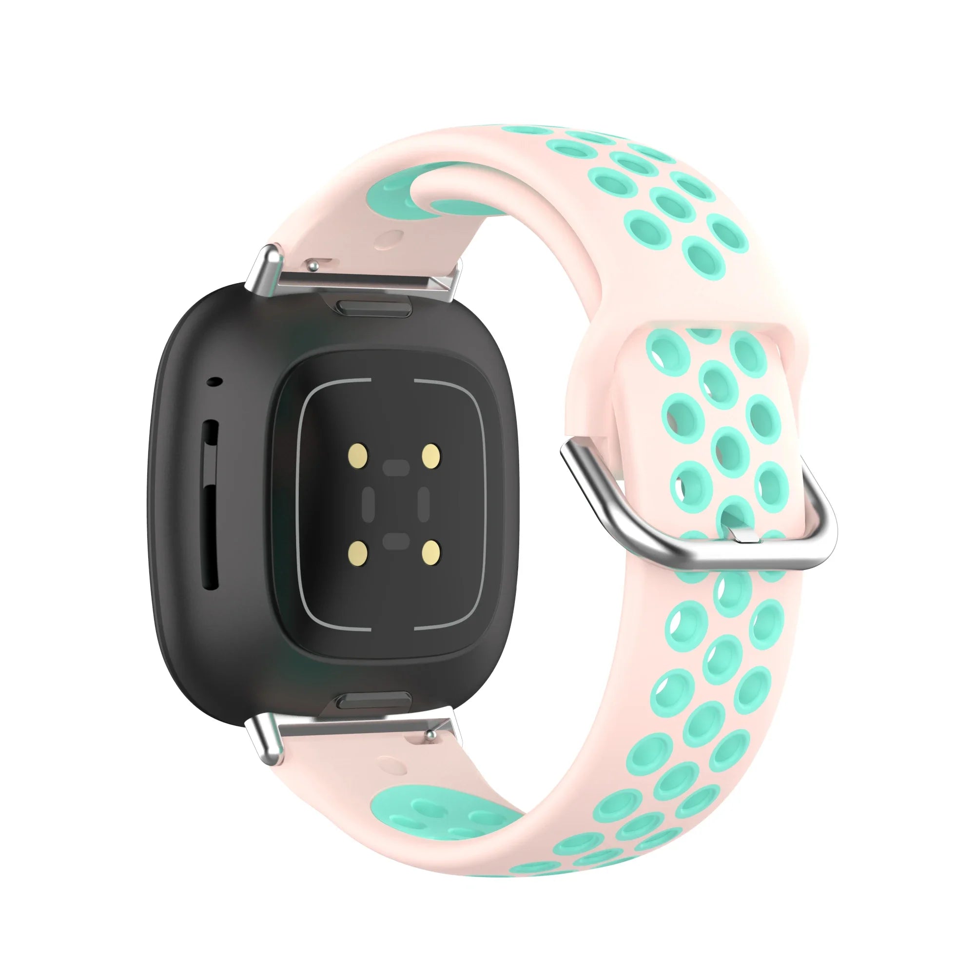 Siliconen armband voor Fitbit Versa 3, Versa 4, Sense 1 en Sense 2 horloge roze en cyaan